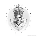 lesbian queen of hearts tattoo design idea