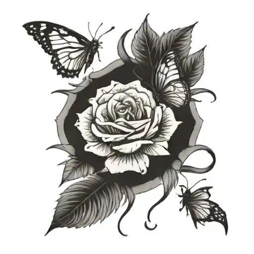 roses, butterfly and scorpion tattoo design idea