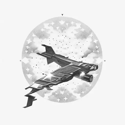 constellation stars amd clouds tattoo design idea