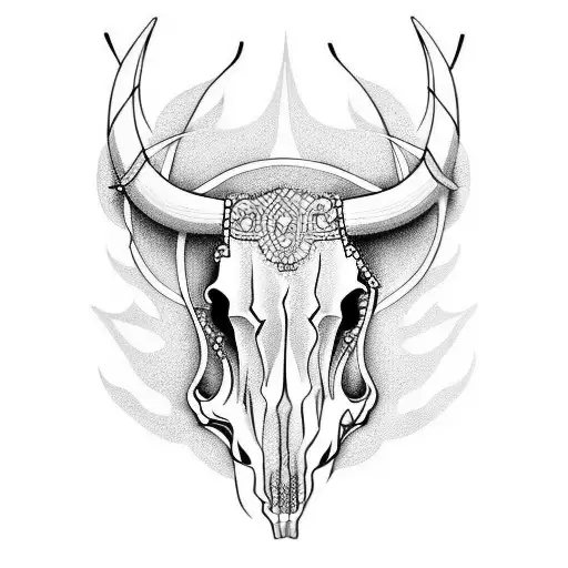 bull skull MANDALA tattoo design idea