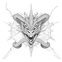 An anime-inspired dragon soaring over a world map tattoo design idea