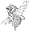 An anime-inspired dragon soaring over a world map tattoo design idea