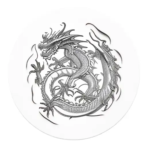 Dragon with VII・XXIX・MCMLXXXIII tattoo design idea