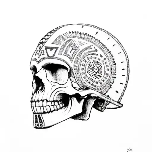 Aztec skull tattoo design idea