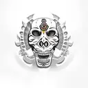 Aztec skull with jaguar tattoo design idea