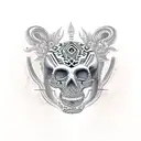 Aztec skull with jaguar tattoo design idea