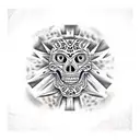 Aztec skull with jaguar tattoo design idea