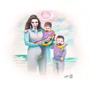 Mom with three kids tattoo design idea