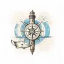 lighthouse, anchor, compass tattoo design idea