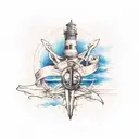 lighthouse, anchor, compass tattoo design idea