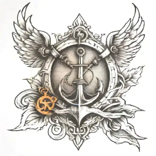 boat anchor hanging form a web tattoo design idea