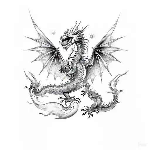 An intricate hand tattoo featuring a dragon intertwined with Egyptian hieroglyphics tattoo design idea