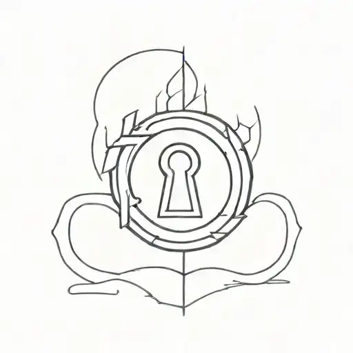 A minimalist tattoo of a keyhole symbolizing unlocking your intuition, with a tiny Scorpio symbol as the key tattoo design idea