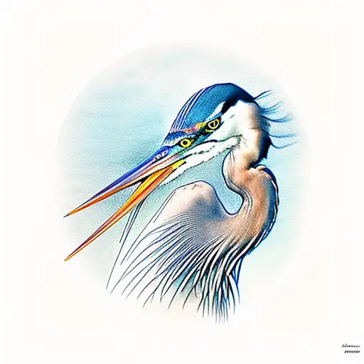 Blue heron standing tattoo design idea