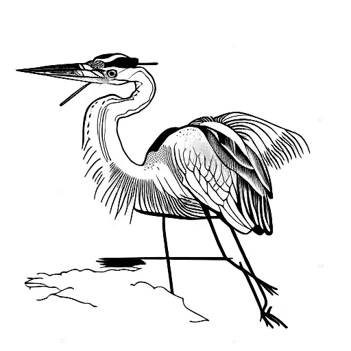 Blue Heron standing tattoo design idea