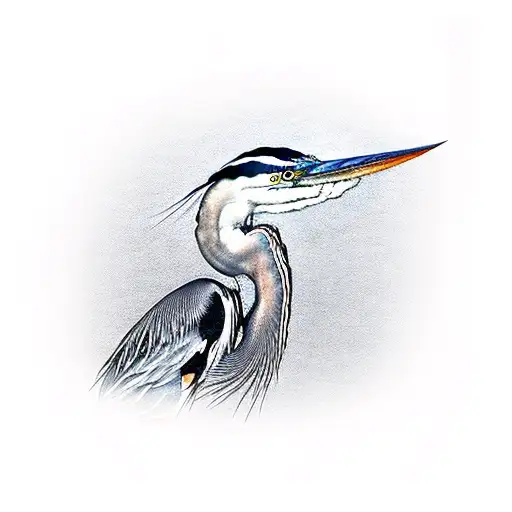 Blue heron standing straight  tattoo design idea