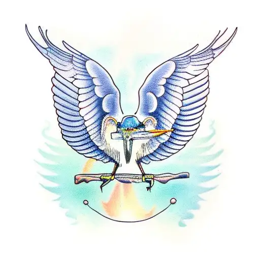 Blue Heron standing tattoo design idea