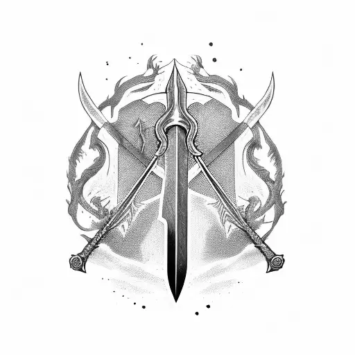 Sword with only the strong survive written on it tattoo design idea