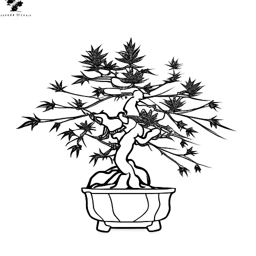 black and white marijuana bonsai tree tattoo design idea