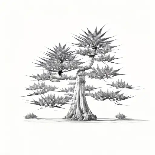 cannabis bonsai tree tattoo design idea