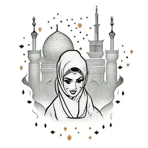 Steph, Arab woman, hijab, Dubai, Arab architecture, Arabic calligraphy  tattoo design idea