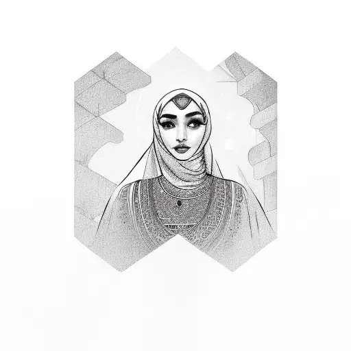 Steph, Arab woman, hijab, Dubai, Arab architecture, Arabic calligraphy  tattoo design idea