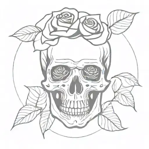 Rose inside skull tattoo design idea