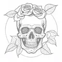 Rose inside skull tattoo design idea