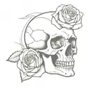 Rose inside skull tattoo design idea