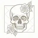 Rose inside skull tattoo design idea
