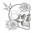 Rose inside skull tattoo design idea