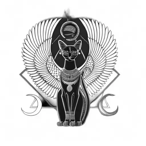 egyptian cat, gemini, medicine, dance tattoo design idea