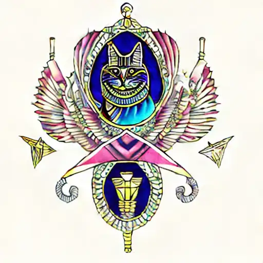 egyptian cat, gemini, medicine, dance tattoo design idea