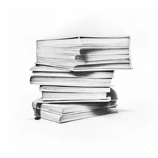 A stack of open books with silence symbolizing tranquility tattoo design idea