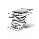 A stack of open books with silence symbolizing tranquility tattoo design idea