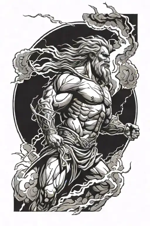 Zeus throws lightning at the triceps tattoo design idea