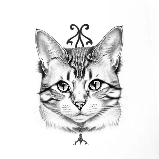 A gothic-style poem written in the shape of a cat tattoo design idea