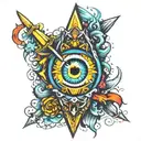 dagger trippy eye popping tattoo design idea
