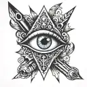dagger trippy eye popping tattoo design idea