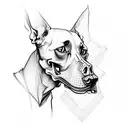 skull and doberman tattoo design idea