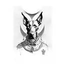 skull and doberman tattoo design idea