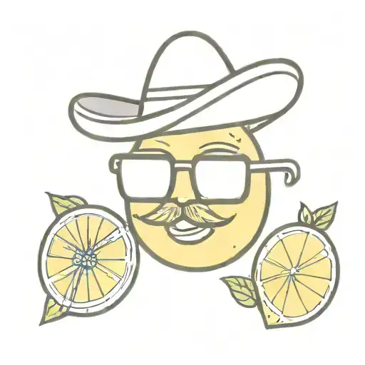 A Lemon Fruit Wearing Square Sunglasses And A Sombrero De Charra tattoo design idea