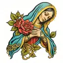 crying Virgin Mary with filigree   tattoo design idea