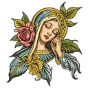 crying Virgin Mary with filigree   tattoo design idea