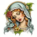 crying Virgin Mary with filigree   tattoo design idea