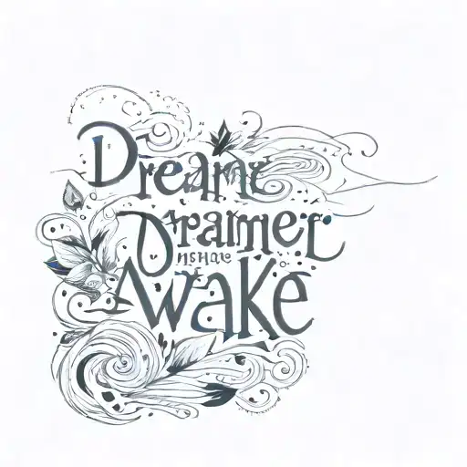 Dreamer, here. Awake. written tattoo design idea