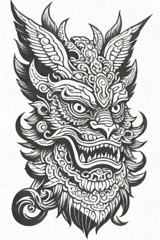 Garuda head with focus on eyes and teeth claws tattoo design idea