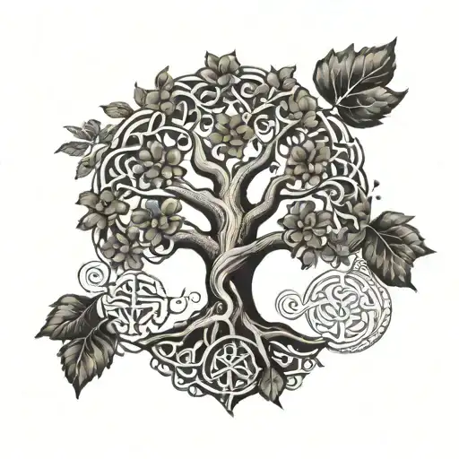 A tattoo featuring a traditional Celtic family tree with a twist of Portuguese and Italian symbolism incorporated tattoo design idea