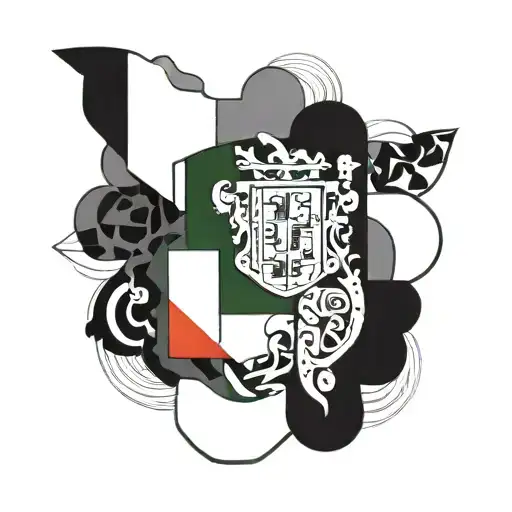 Combine the flags of Italy, Portugal, and Ireland into a unique and abstract geometric design, symbolizing the client's heritage tattoo design idea