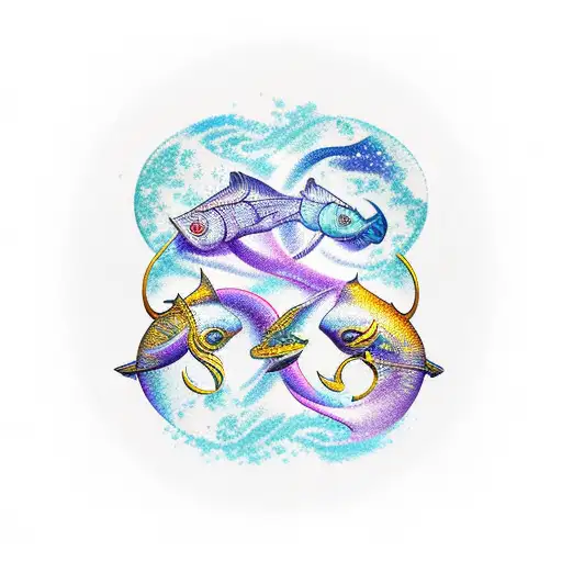 libra and pisces combined tattoo tattoo design idea